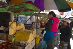 Buying yak butter in Lhasa